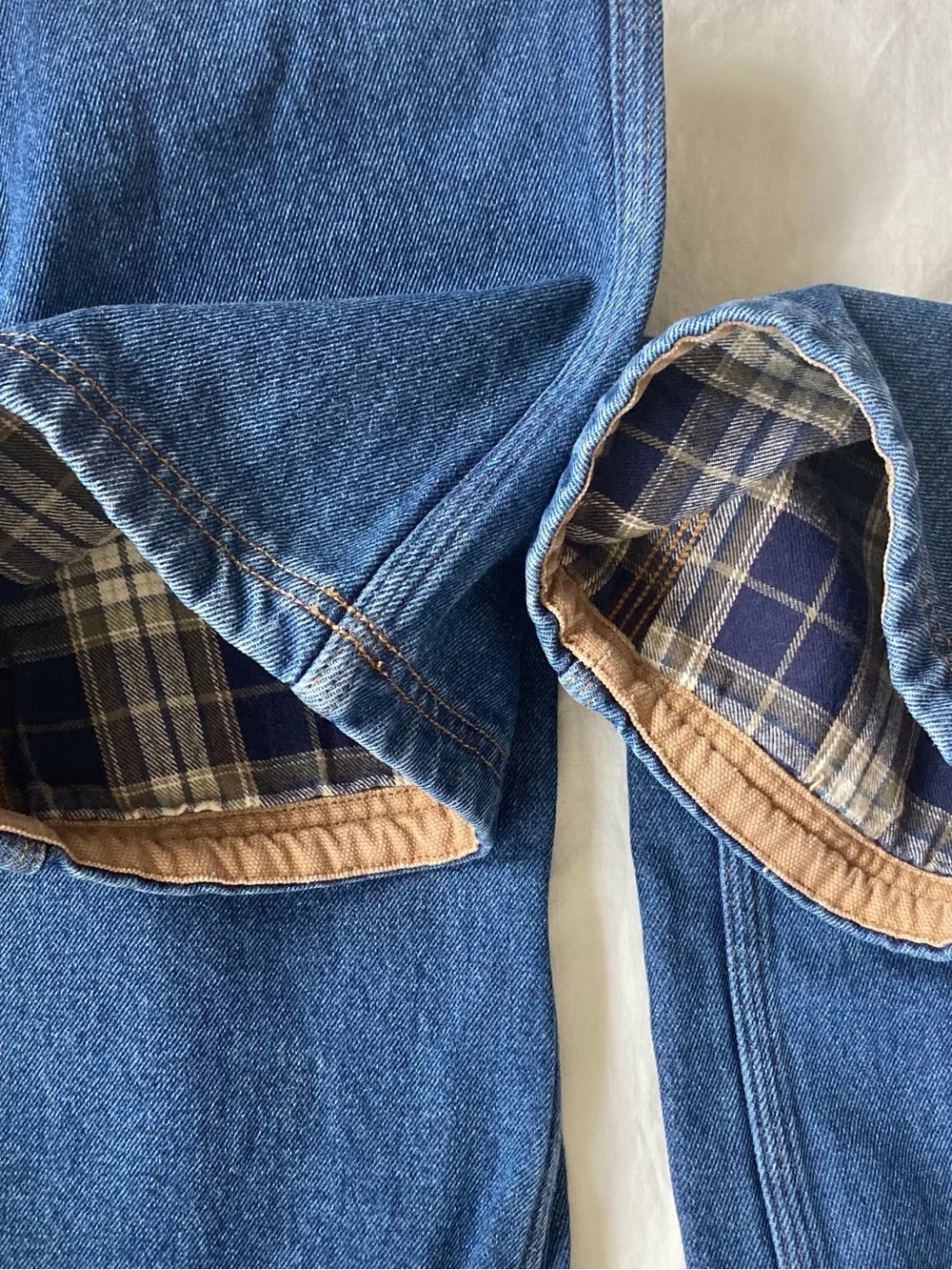 Duluth TradingCo. Men’s Ballroom PremiumDenim Jeans 36X32 Blue/Tan Flannel Lined